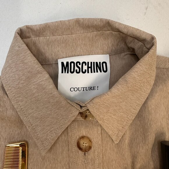AW21 MOSCHINO Couture Jeremy Scott Beige Gabardine Survivor Kit Tools Dress - Picture 5 of 16